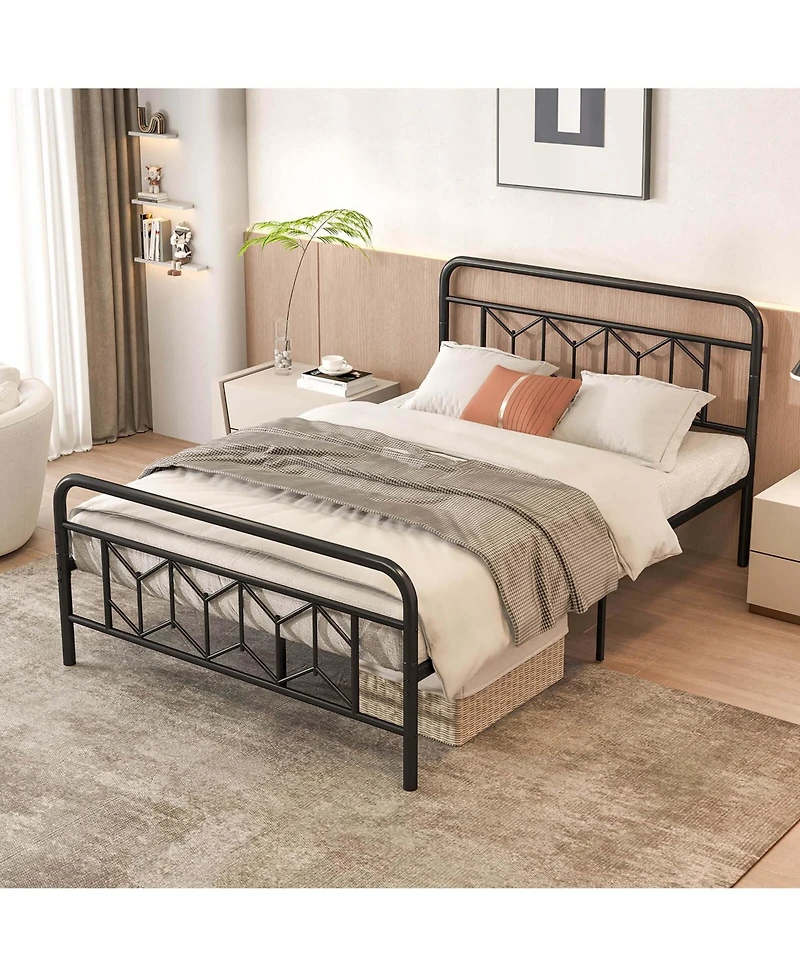 Full Size Bed Frame Mattress Foundation with Headboard 12.5" Under-bed Storage