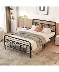 Full Size Bed Frame Mattress Foundation with Headboard 12.5" Under-bed Storage