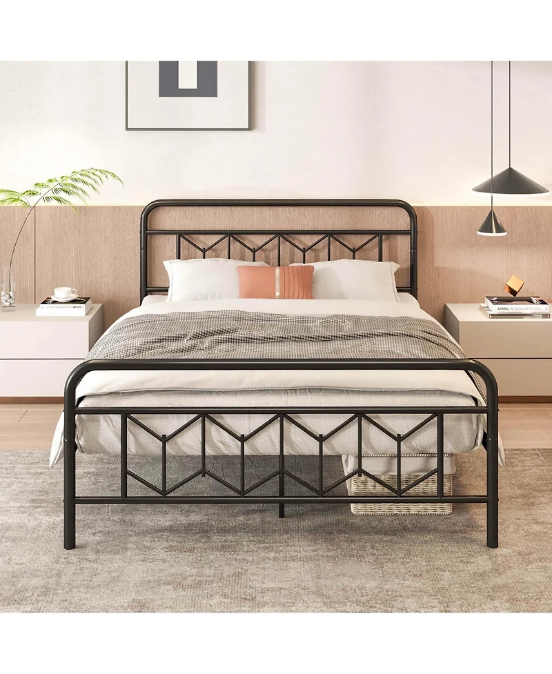 Queen Size Bed Frame Mattress Foundation with Headboard 12.5" Under-bed Storage