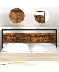Queen Size Bed Frame with Wooden Headboard and Footboard Under-Bed Storage