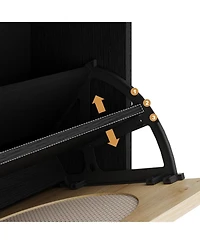 gaomon Shoe Cabinet Rattan Shoe Storage With 2 Flip Drawer and 1 Pull-Out Drawer Heavy Duty Metal Leg Adjustment Shelf Entryway Shoe Organizers