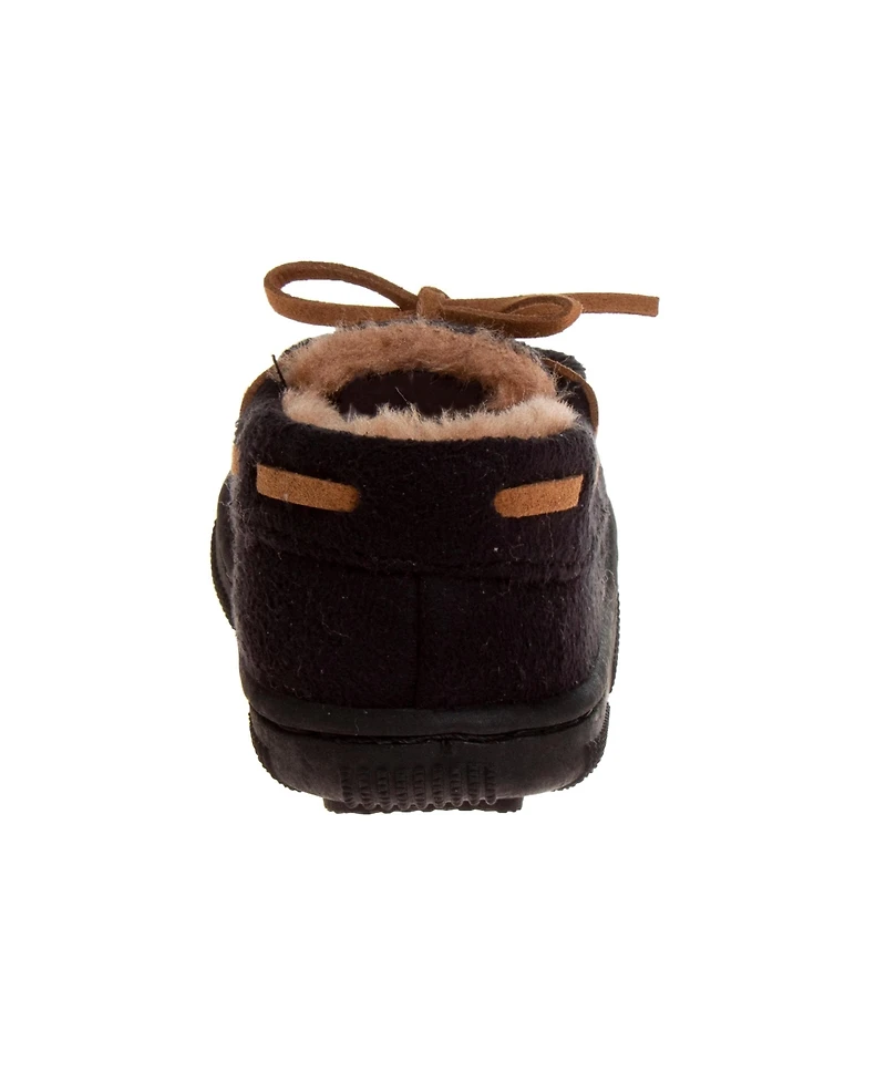 Beverly Hills Polo Club Little Boys Moccasins Slippers Classic Fuzzy Lining Cozy Indoor/Outdoor Sole Slip On Comfort