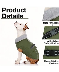 Aronkl Reflective Waterproof Dog Jacket with Fur Collar & Adjustable Buckle for Cold Weather