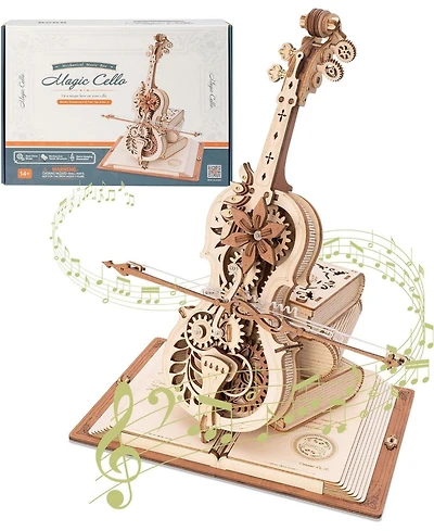 Robotime Magic Cello Adults 3D Puzzles, 3D Wooden Puzzles for Adults, Wooden Music Box Puzzle to Build, Unique Music Gift Hobby Kits Festival Gift