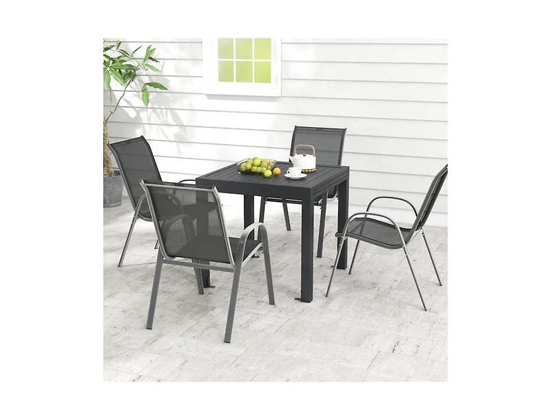 Slickblue Extendable Aluminum Outdoor Dining Set with 4 Stackable Chairs
