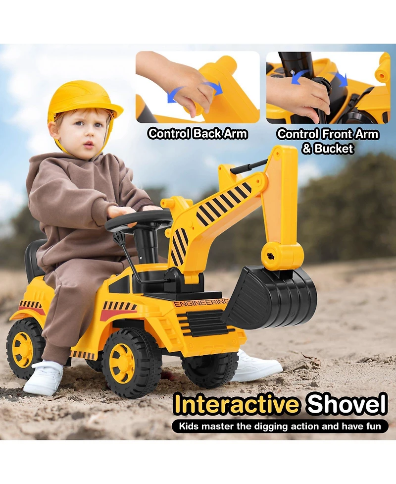 Slickblue Toddler Ride-On Excavator with Adjustable Digging Shovel
