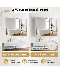 36" Wide Wall Mount Mirrored Bathroom Medicine Cabinet Organizer Mirror Door