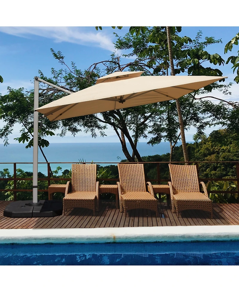 Mondawe 9 Feet Cantilever Tilt Patio Umbrella with Center Pole Base Not Included