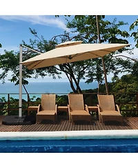 Mondawe 9 Feet Cantilever Tilt Patio Umbrella with Center Pole Base Not Included
