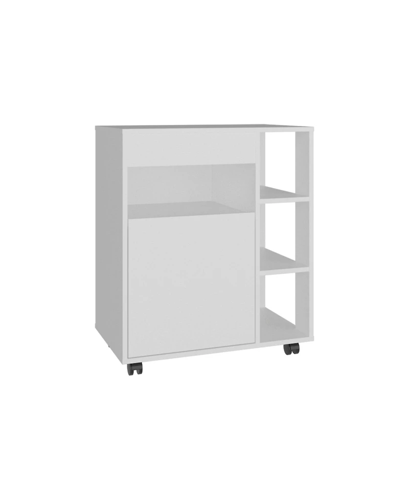 Fm Furniture Zombia Space-Saving Microwave Cart Cabinet,Storage, Microwave Stand, and Rolling Wheels, White