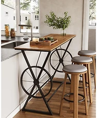 Tribesigns 63" Bar Table, Long Counter Height Table, Modern Kitchen Bar Height Table with Footrest & Wheel-Shaped Legs