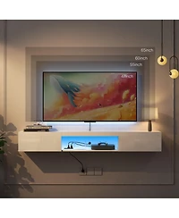 gaomon Floating Tv Stand, Wall Mounted Entertainment Center for Televisions up to 65", Led Tv Stand with 2 Storage Cabinets