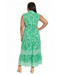 London Times Plus Split V-Neck Maxi Dress