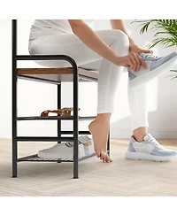 gaomon Hall Tree with Entryway Bench with Coat Rack Shoe Rack Bench, 3 in 1 Hall Tree with Bench and Shoe Storage, 3-Tier Storage Shelf and 8 Hooks