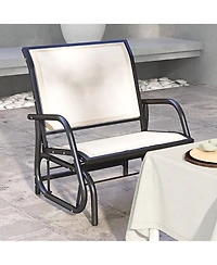 Clihome Porch Glider, Metal Frame Swing Glider Chair with Mesh Fabric, Curved