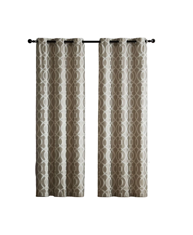 Kate Aurora Royal Living 2 Pack Venetian Semi Sheer Lattice Grommet Top Curtain Panels
