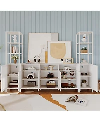 gaomon Large Tv Stand with Set of 2 Bookcases, Farmhouse Entertainment Center for 70" Television with Storage Cabinets