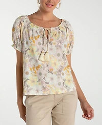 Liverpool Los Angeles Petite Tie-Neck Woven Top