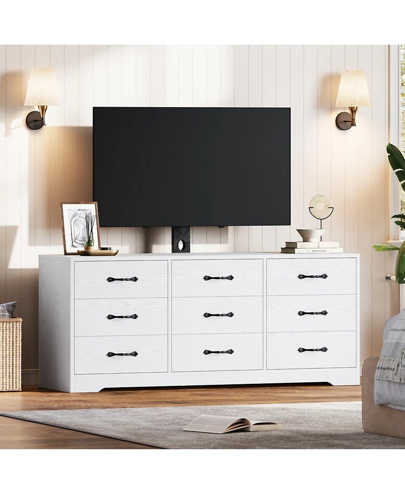 gaomon Tv stand with mount, 9 drawer modern media console for TVs