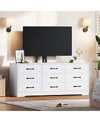 gaomon Tv stand with mount, 9 drawer modern media console for TVs