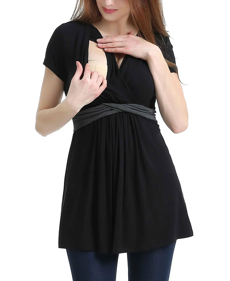 kimi + kai Maternity Nursing Colorblock Tunic Top