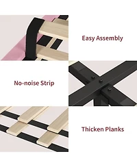 gaomon Bed Frame, Velvet Upholstered Platform Bed with Adjustable Vertical Channel Tufted Headboard, No Box Spring Needed, Easy Assembly