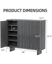 gaomon 46 Inch Shoe Cabinet with Fluted Door 5-Tier Storage Cabinet Rustic Entryway Shoe Bench for Hallway