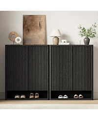 gaomon 63 Inch Shoe Cabinet Large Shoe Storage Cabinet with Adjustable Shelves Wooden Shoe Organizer with Fluted Door Holds 50–60 Pairs for Ent