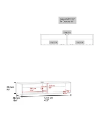 Fm Furniture Arctic Floating White Tv Stand with Open Shelves for Storage, Modern Design.