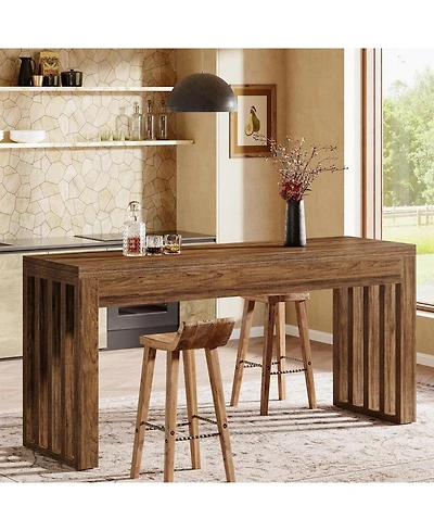 Tribesigns 63-inch Bar Table, Farmhouse Counter Height Pub Dining Table, Rectangular Kitchen Bar Height Table