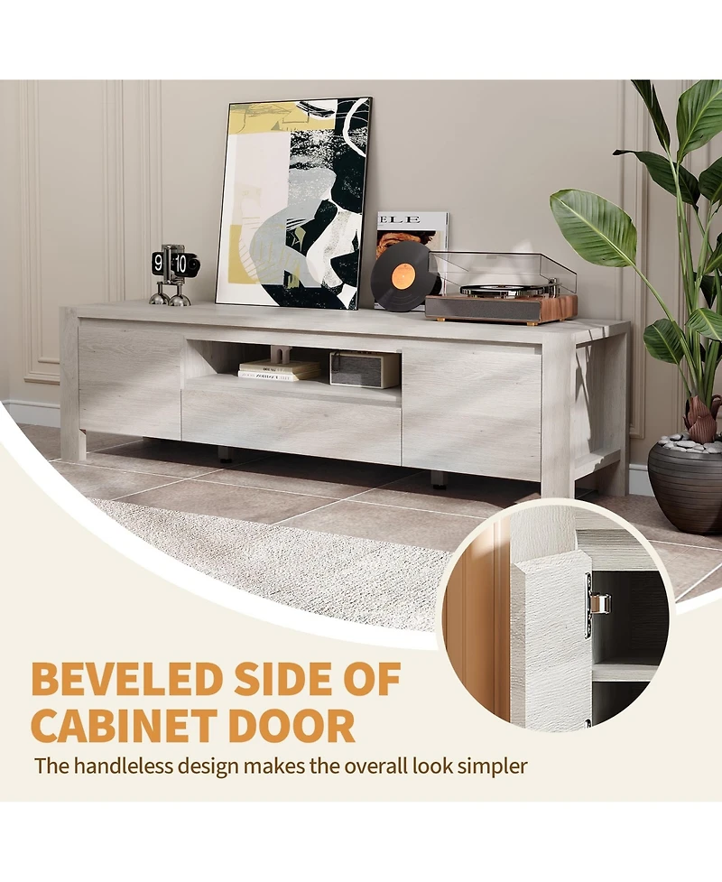 gaomon Tv Stand with Cabinet Doors, Entertainment Center with Adjustable Shelves