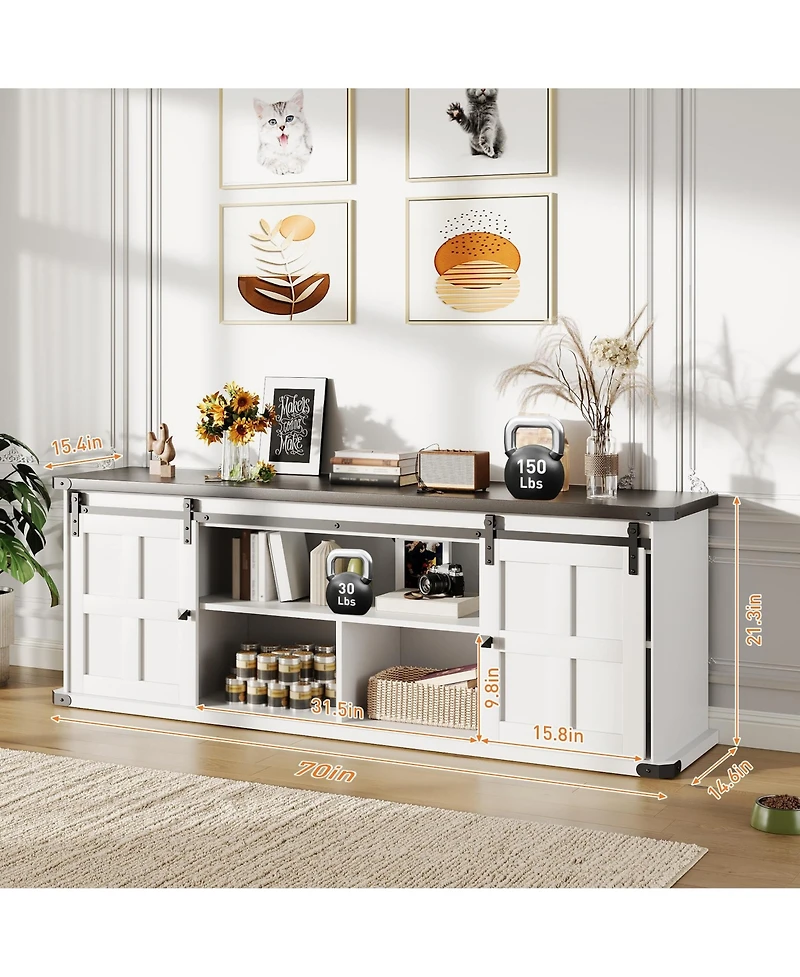 Gaomon Farmhouse Tv Stand for 75 Inch Tv