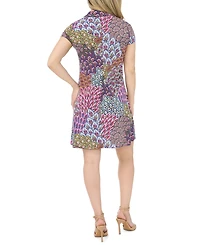 Msk Petite Shirt Collar Mini Dress