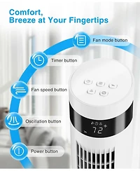 Antarctic Star Digital Oscillating Tower Fan, 3-Speed with Remote & 12H Timer