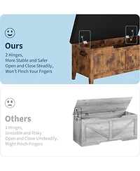 Gaomon Storage Bench with Cushion, Wooden Chest Storage Box with 2 Safety Hinges