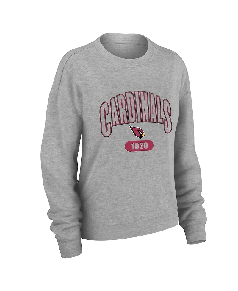 Wear By Erin Andrews Women's 2-Piece Heather Gray Arizona Cardinals Knit Long Sleeve Tri-Blend T-Shirt and Pants