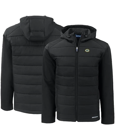 Cutter & Buck Men's Black Green Bay Packers Evoke PrimaLoft Hybrid Eco Softshell Full-Zip Hooded Jacket