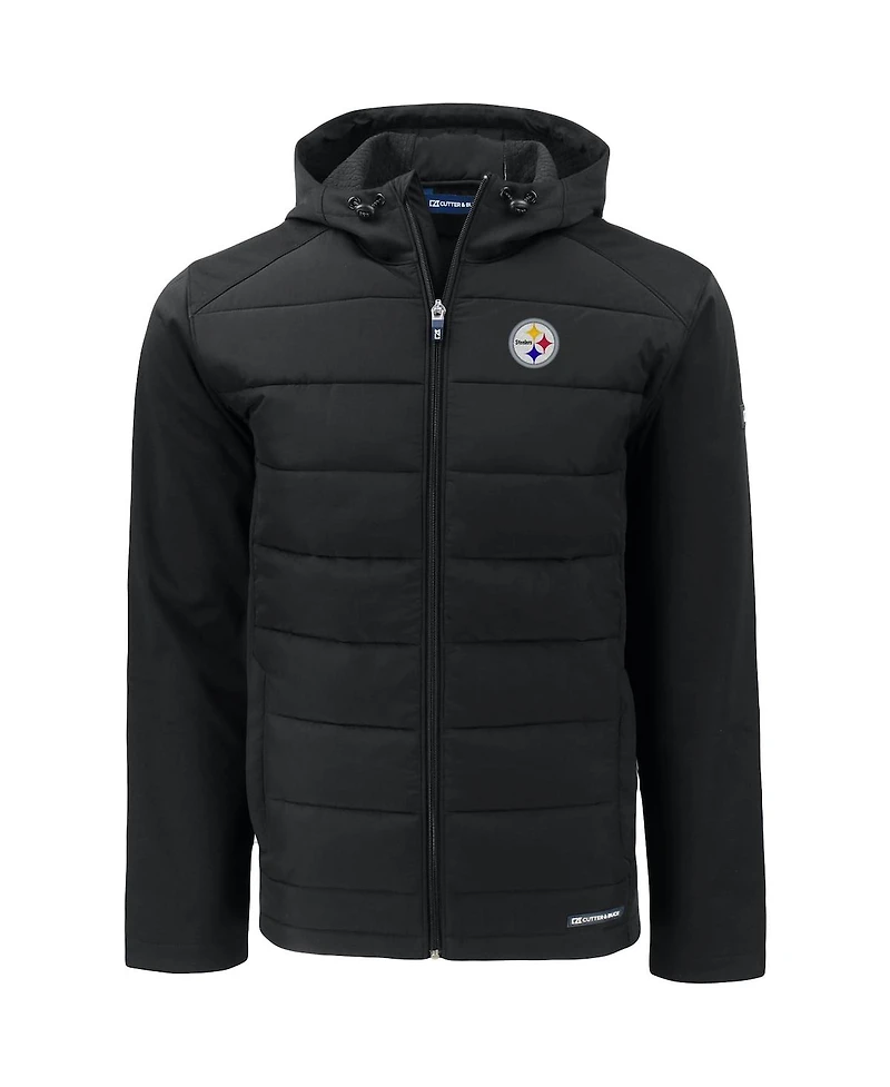 Cutter & Buck Men's Black Pittsburgh Steelers Evoke PrimaLoft Hybrid Eco Softshell Full-Zip Hooded Jacket