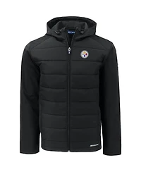 Cutter & Buck Men's Black Pittsburgh Steelers Evoke PrimaLoft Hybrid Eco Softshell Full-Zip Hooded Jacket