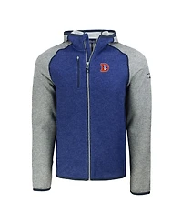 Cutter & Buck Men's Royal/Heather Gray Denver Broncos Throwback Mainsail Sweater-Knit Full-Zip Hoodie