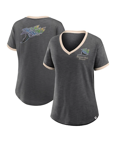 Fanatics Women's Black Tampa Bay Rays Binge Worthy Stadium Slub V-Neck T-Shirt