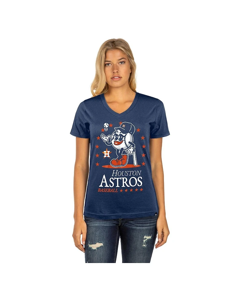 New Era Women's Navy Houston Astros Little Miss 2 V-Neck T-Shirt
