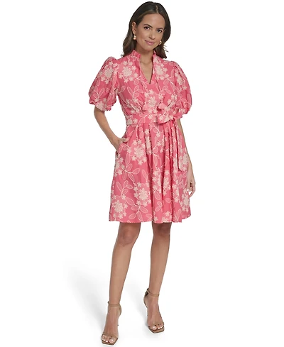 Eliza J Women's Floral Embroidery V-Neck Short Dress