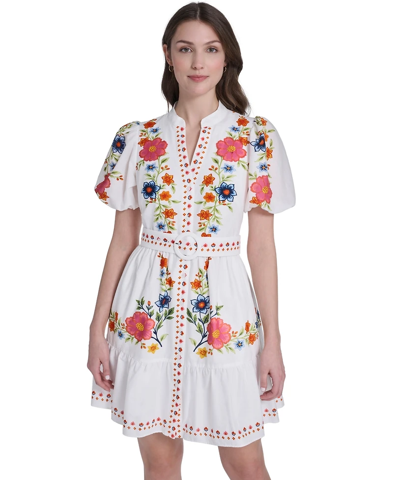Eliza J Women's Embroidered V-Neck Dress