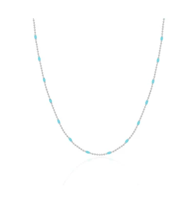 The Lovery Blue Enamel Nugget Bead Necklace Sterling Silver