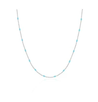 The Lovery Blue Enamel Nugget Bead Necklace Sterling Silver