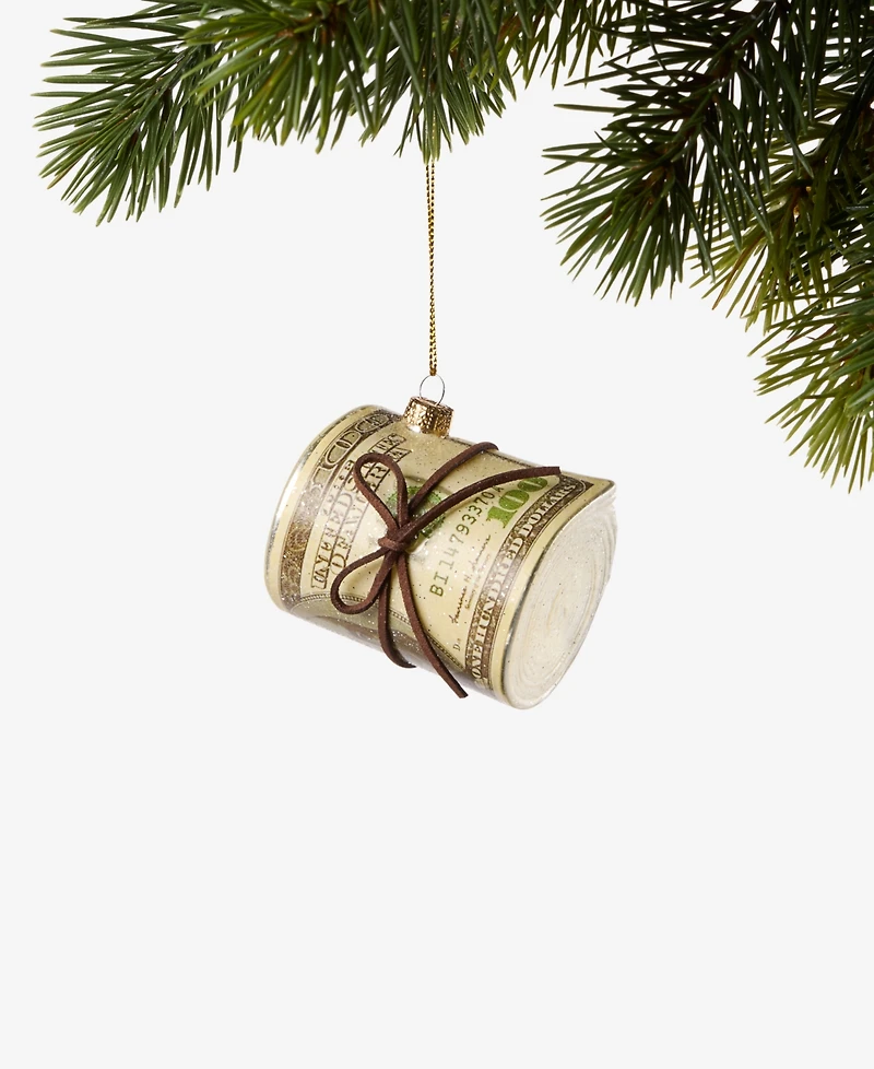 Holiday Lane Eclectic Charm Glass Rolled $100 Bill Ornament, Macy's Exclusive