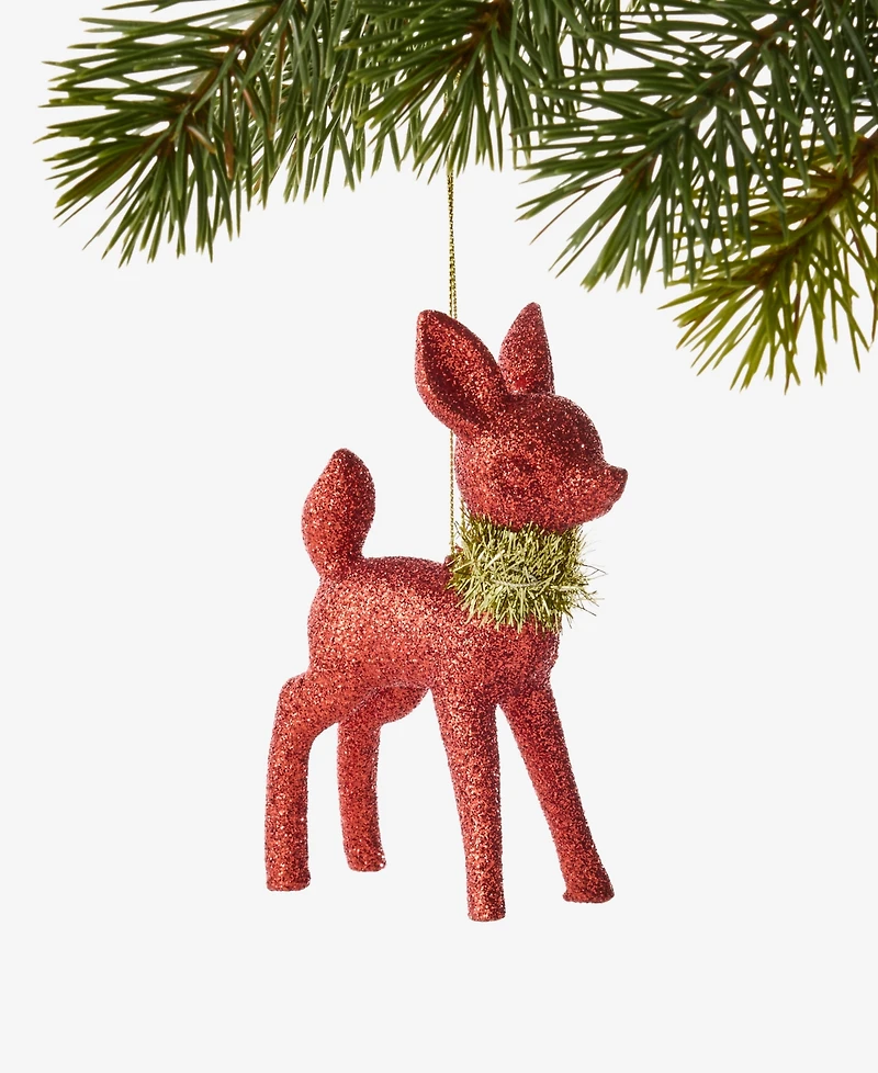 Holiday Lane Christmas Glitters Red Deer With Scarf Ornament, Macy's Exclusive