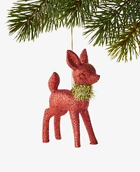 Holiday Lane Christmas Glitters Red Deer With Scarf Ornament, Macy's Exclusive