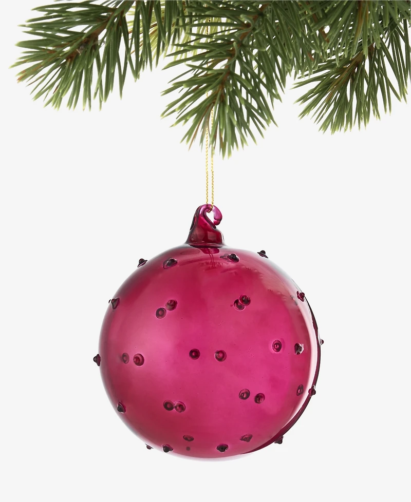 Holiday Lane Berry Tones Glass Clear Red Ball Ornament, Macy's Exclusive